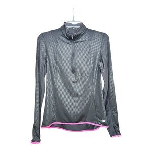 Reel Legends Women’s Performance Quarter Zip Black Jacket with Pink Trim SZ S